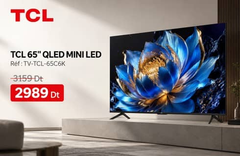 TV TCL 65" Smart TV QLED MINI LED TV-TCL-65C6K- Noir